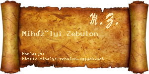 Mihályi Zebulon névjegykártya